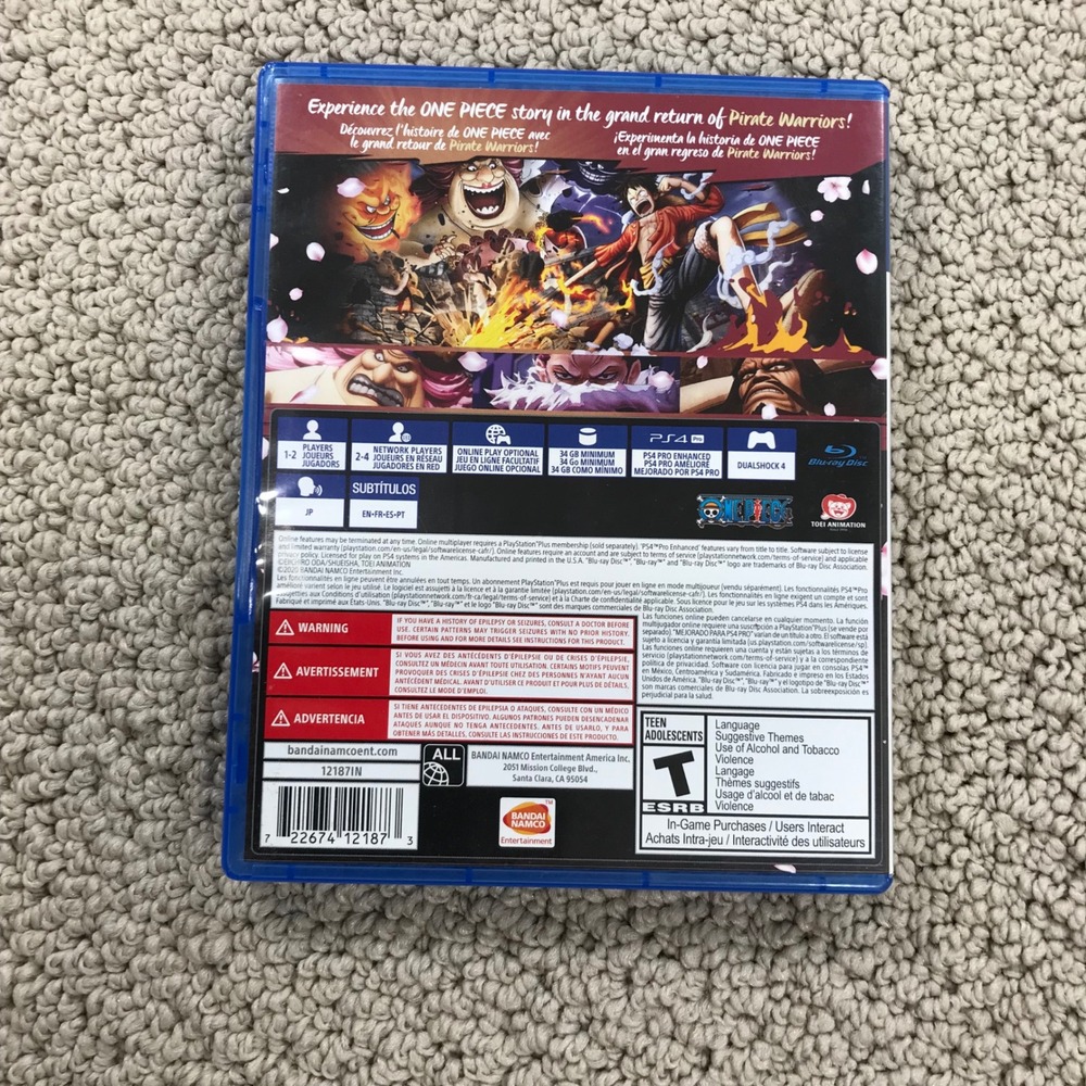 One Piece Pirate Warriors 4 Sony PS4 PlayStation 4 Bandai Namco Anime Game - Picture 2 of 4